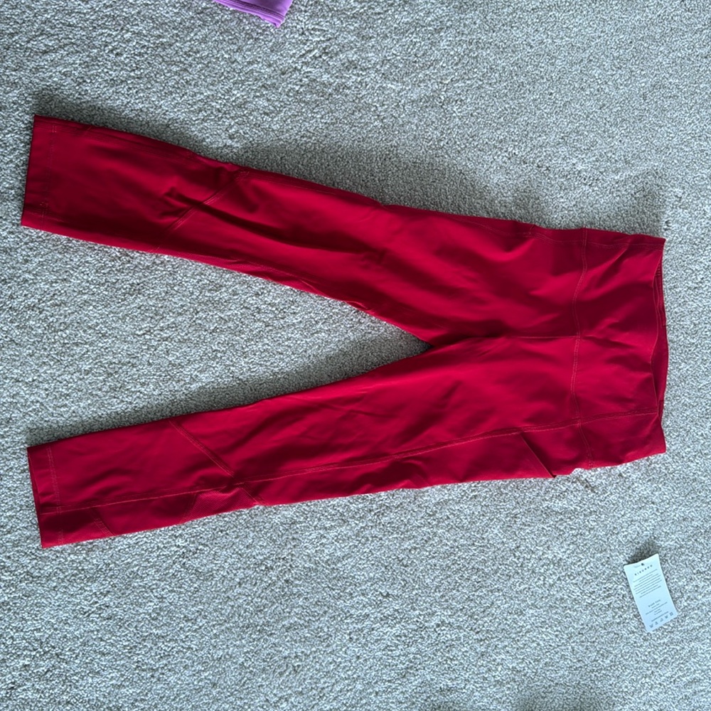 Red crop lululemon leggings
